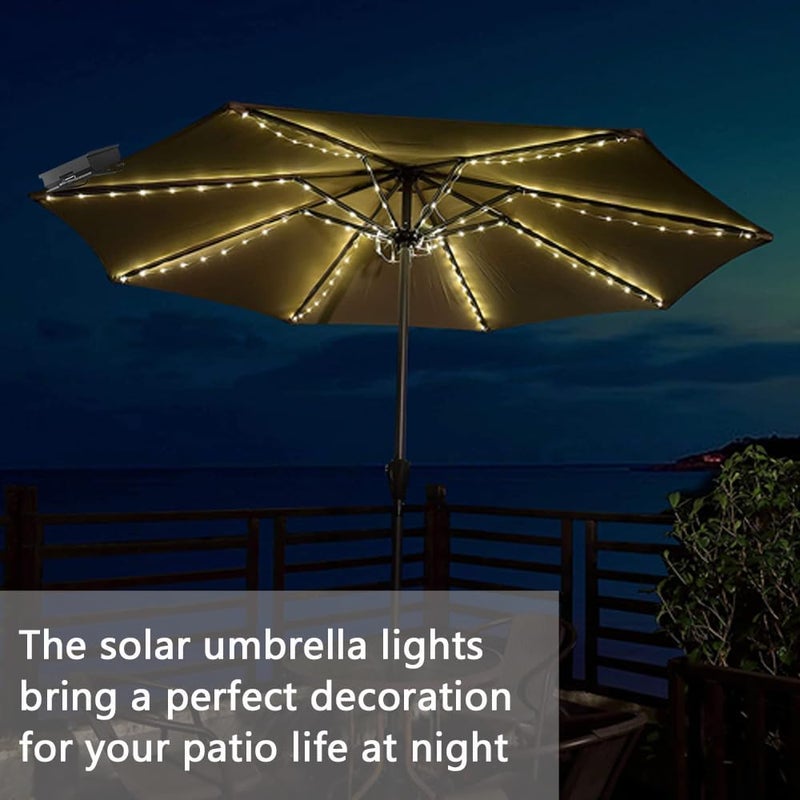 PULIVIA Solar Umbrella Lights Outdoor, Waterproof Solar Powered Patio Umbrella Lights Strings with 104 LEDs 8 Lighting Modes Remote Control, Warm White - Image 5